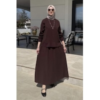 Rabia Şamlı İpek Modal Takım Kahve Normal Rabia Şamlı İpek Modal Takım Kahve Normal