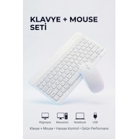 Kablosuz Bluetooth Klavye Ve Dongle Lı Mouse Seti Şarjlı Klavye Ve Fare Kombinasyonu Beyaz Kablosuz Bluetooth Klavye Ve Dongle Lı Mouse Seti Şarjlı Klavye Ve Fare Kombinasyonu Beyaz