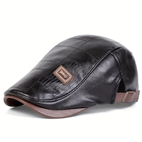 Erkek Suni Deri Gözlük Şapkası Kare Dikiş Detaylı Ayarlanabilir Flat Cap 3 Renk Siyah Erkek Suni Deri Gözlük Şapkası Kare Dikiş Detaylı Ayarlanabilir Flat Cap 3 Renk Siyah