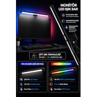 Dokunmatik Monitör Üstü Led Aydınlatma Rgb Ambiyans & 3 Renk Işık Ayarlanabilir Dokunmatik Monitör Üstü Led Aydınlatma Rgb Ambiyans & 3 Renk Işık Ayarlanabilir