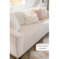 Soft Kürklü Koltuk Örtüsü 170x215 Cm Yumuşak Peluş Kaymaz Taban Kanepe Örtüsü Bej Soft Kürklü Koltuk Örtüsü 170x215 Cm Yumuşak Peluş Kaymaz Taban Kanepe Örtüsü Bej