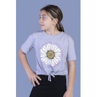 Toontoy Kids Toontoy Kız Çocuk Papatya Desenli Tişört Gri Melanj Toontoy Kids Toontoy Kız Çocuk Papatya Desenli Tişört Gri Melanj