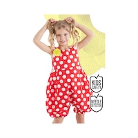 Denokids Kırmızı Beyaz Puanlı Kız Balon Tulum Çok Renkli Denokids Kırmızı Beyaz Puanlı Kız Balon Tulum Çok Renkli