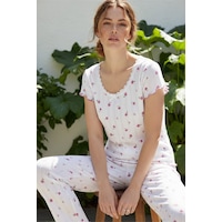 Siyah İnci Pamuklu Pointel Ajurlu/delikli Kısa Kolluörme Pijama Takım 26120641 Beyaz Siyah İnci Pamuklu Pointel Ajurlu/delikli Kısa Kolluörme Pijama Takım 26120641 Beyaz