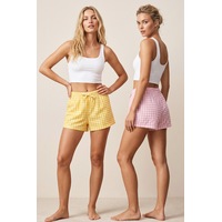 Siyah İnci 2'li Mevsimlik İnce Örme Şortlu Pijama Altı 8064 Pembe Sarı Ekose Siyah İnci 2'li Mevsimlik İnce Örme Şortlu Pijama Altı 8064 Pembe Sarı Ekose