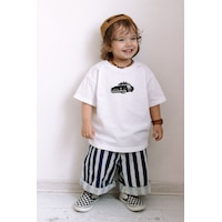 Monila Erkek Çocuk Pamuklu Araba Baskılı T-shirt Ekru Monila Erkek Çocuk Pamuklu Araba Baskılı T-shirt Ekru