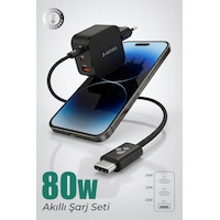 80w Çift Portlu Usb-c Girişli Akıllı Hızlı Şarj Adaptör Kablo Seti - Pd Ve Qc Destekli 80w Çift Portlu Usb-c Girişli Akıllı Hızlı Şarj Adaptör Kablo Seti - Pd Ve Qc Destekli