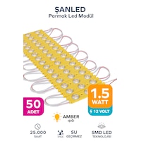3 Ledli Parmak Led Modül 1.5w 2835 Smd Mercekli Amber Renk 12v 50 Adet 3 Ledli Parmak Led Modül 1.5w 2835 Smd Mercekli Amber Renk 12v 50 Adet
