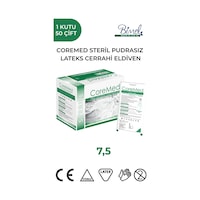 Coremed Steril Cerrahi Lateks Pudrasız Eldiven 7,5 Beden 50 Çift Coremed Steril Cerrahi Lateks Pudrasız Eldiven 7,5 Beden 50 Çift