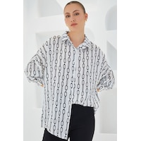 Bigdart Kadın Siyah Beyaz Desenli Oversize Saten Gömlek 3985 3985bgd19-110-14887 001 Bigdart Kadın Siyah Beyaz Desenli Oversize Saten Gömlek 3985 3985bgd19-110-14887 001