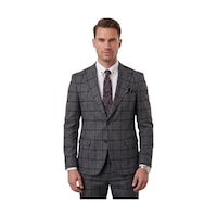 Deepsea Antrasit Kare Desenli Slim Fit Erkek Takım Elbise Çift Düğme Çift Yırtmaç 2 Li Takım 2601812 Deepsea Antrasit Kare Desenli Slim Fit Erkek Takım Elbise Çift Düğme Çift Yırtmaç 2 Li Takım 2601812