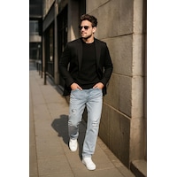 Banny Jeans Erkek Dizi Yırtık Jean Pantolon Açık Mavi 30 Banny Jeans Erkek Dizi Yırtık Jean Pantolon Açık Mavi 30