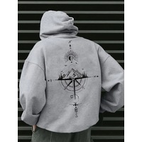 Uyguntarz Unisex Yon Gosteren Pusula Baskılı Oversize Sweatshirt Gri Uyguntarz Unisex Yon Gosteren Pusula Baskılı Oversize Sweatshirt Gri