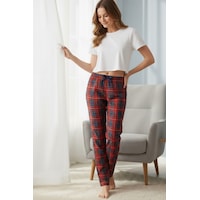 Elemge Kadın Kırmızı Pijama Altı Süet Kumaş Ekoseli Rahat Kalıp Kurdeleli Esnek Yumuşak Doku Cepsiz Kırmızı-lacivert Elemge Kadın Kırmızı Pijama Altı Süet Kumaş Ekoseli Rahat Kalıp Kurdeleli Esnek Yumuşak Doku Cepsiz Kırmızı-lacivert