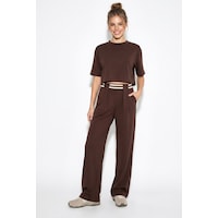 Shade Kadın Çizgi Detaylı Crop Bluzlu Yüksek Bel Modal Takım 4136 60286285 - Acı Kahve Çok Renkli Shade Kadın Çizgi Detaylı Crop Bluzlu Yüksek Bel Modal Takım 4136 60286285 - Acı Kahve Çok Renkli