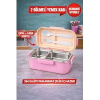 Pembe Benmarili Paslanmaz Çelik Yemek Kabı 2 Bölmeli Beslenme Kabı Saklama Kabı Lunch Box Diğer Pembe Benmarili Paslanmaz Çelik Yemek Kabı 2 Bölmeli Beslenme Kabı Saklama Kabı Lunch Box Diğer