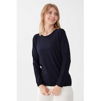 Desen Triko Kadın Likralı Uzun Kol Basic Sıfır Yaka Bluz 0240015 Koyu Lacivert Desen Triko Kadın Likralı Uzun Kol Basic Sıfır Yaka Bluz 0240015 Koyu Lacivert