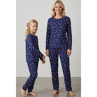 Siyah İnci %100 Pamuklu Şeker Baston Desenli Yılbaşı Temalı Örme Pijama Takım Lacivert Baston Siyah İnci %100 Pamuklu Şeker Baston Desenli Yılbaşı Temalı Örme Pijama Takım Lacivert Baston