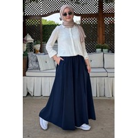 Rabia Şamlı Vera Etekli Pantolon Lacivert Normal