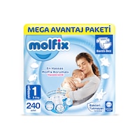 Molfix Bebek Bezi 1 Numara Yenidoğan Mega Avantaj Paketi 240 Adet Molfix Bebek Bezi 1 Numara Yenidoğan Mega Avantaj Paketi 240 Adet