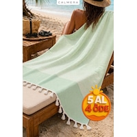 Calmera Çizgili Peştemal Pamuk - Doğal Saçaklı Plaj, Deniz, Havuz, Spa, Sauna, Spor, Seyahat Havlu - Yeşil Calmera Çizgili Peştemal Pamuk - Doğal Saçaklı Plaj, Deniz, Havuz, Spa, Sauna, Spor, Seyahat Havlu - Yeşil