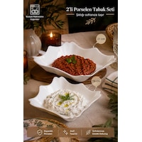 Porsima Porselen 2li Sunumluk Kahvaltılık Mini Tabak Seti 19x21cm
