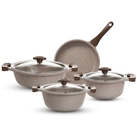 Thermoad Granit Döküm 7 Parça Tencere Seti - Vizon Thermoad Granit Döküm 7 Parça Tencere Seti - Vizon