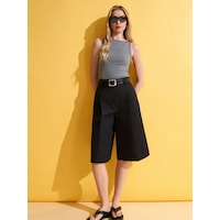 Dilvin 72705 %100 Pamuk Wide Leg Bermuda-siyah Dilvin 72705 %100 Pamuk Wide Leg Bermuda-siyah