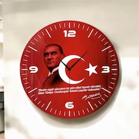 AA Shop Renkli Baskı Atatürk Bayrak Desenli Sayılı Hediyelik Ahşap Sessiz Duvar Saati 50cm ÇOk Renkli AA Shop Renkli Baskı Atatürk Bayrak Desenli Sayılı Hediyelik Ahşap Sessiz Duvar Saati 50cm ÇOk Renkli