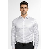 Classics Men Slim Fit Uzun Kollu Kolay Ütü Pamuk Saten Erkek Gömlek Beyaz Classics Men Slim Fit Uzun Kollu Kolay Ütü Pamuk Saten Erkek Gömlek Beyaz
