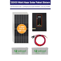 12 Kw 12000 Watt Güneş Enerjisi Hazır Solar Paket Sistem - Half Cut Güneş Panelli