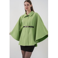 Bigdart Kadın Kemerli Kaşe Panço 9170 - E.Yeşil Bigdart Kadın Kemerli Kaşe Panço 9170 - E.Yeşil