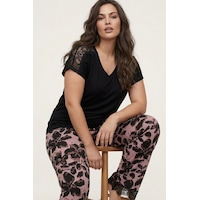 Siyah İnci Desenli Büyük Beden Battal Boy Viskon Örme Pijama Takım 26120980 Siyah Siyah İnci Desenli Büyük Beden Battal Boy Viskon Örme Pijama Takım 26120980 Siyah