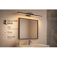 Sarjlı Led Flüt Resim Aplik 8w 3200k Gün Işığı 50cm Duvar Tipi Ayna/tablo Üstü Dekoratif Işık Ip20 Iç Mekan Kullanım Siyah