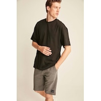 Grımelange Grımelange Jett Erkek Oversize Fit %100 Organik Pamuk Kalın Dokulu Bisiklet Yakalı Siyah T-shirt Siyah Grımelange Grımelange Jett Erkek Oversize Fit %100 Organik Pamuk Kalın Dokulu Bisiklet Yakalı Siyah T-shirt Siyah
