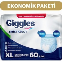 Giggles Yetişkin Emici Külot Hasta Bezi XL 2 x 30'lu Giggles Yetişkin Emici Külot Hasta Bezi XL 2 x 30'lu