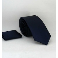 Gaffy Lacivert Slim Fit İnce Düz Renk Mendilli Saten Kravat - SS-24 Lacivert Gaffy Lacivert Slim Fit İnce Düz Renk Mendilli Saten Kravat - SS-24 Lacivert
