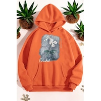 Uyguntarz Orkide Tuval Baskılı Unisex Oversize Sweatshirt Turuncu Uyguntarz Orkide Tuval Baskılı Unisex Oversize Sweatshirt Turuncu