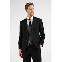 İmza Siyah Mono Yaka Kazayağı Desen 6 Drop Slim Fit Takım Elbise 1001255173 Siyah İmza Siyah Mono Yaka Kazayağı Desen 6 Drop Slim Fit Takım Elbise 1001255173 Siyah