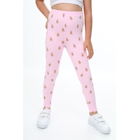 Toontoy Kids Toontoy Kız Çocuk Tavşan Baskılı Tayt Pembe