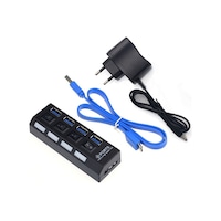 USB 3.0 Çoklayıcı Çoğaltıcı Hub 4 Port Adaptörlü On/Off Anahtarlı USB 3.0 Çoklayıcı Çoğaltıcı Hub 4 Port Adaptörlü On/Off Anahtarlı