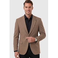 Deepsea Erkek Kahve Dokulu Desenli İtalyan Kesim Blazer Ceket Slim Fit Çift Düğme Ceket 2600817 Kahverengi Deepsea Erkek Kahve Dokulu Desenli İtalyan Kesim Blazer Ceket Slim Fit Çift Düğme Ceket 2600817 Kahverengi
