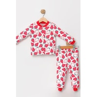 Kız Çocuk Desenli Pamuklu 2'li Pijama Takımı Kırmızı Kız Çocuk Desenli Pamuklu 2'li Pijama Takımı Kırmızı