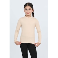 Toontoy Kids Toontoy Kız Çocuk Okul Balıkçı Yaka Tişört Bej