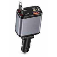 120w Araç Şarj Cihazı 4 Çıkışlı 100w Type-c Hızlı Şarj Geri Çekilebilir Kablolu Yıldız Tavan Işıklı Dex-51