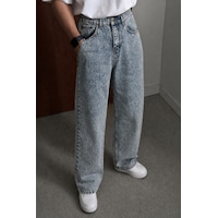 Tarz Cool Erkek Bol Paça Jean Pantolon Rahat Kesim Denim Mavi Tarz Cool Erkek Bol Paça Jean Pantolon Rahat Kesim Denim Mavi