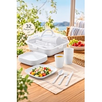 Porsima 0039-2 Karizma 32 Parça 6 Kişilik Pratik Taşınabilir Piknik Seti - Saklama Kutulu Piknik Sepeti Beyaz Porsima 0039-2 Karizma 32 Parça 6 Kişilik Pratik Taşınabilir Piknik Seti - Saklama Kutulu Piknik Sepeti Beyaz
