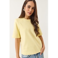 Shade Kadın Bisiklet Yaka Vatkalı Pamuklu Basic T-shirt 241134 60283128 - Tereyağ Çok Renkli Shade Kadın Bisiklet Yaka Vatkalı Pamuklu Basic T-shirt 241134 60283128 - Tereyağ Çok Renkli