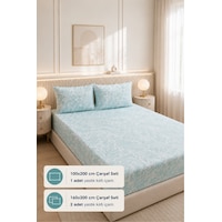 Desenli Lastikli Çarşaf Takımı Fitted Çarşaf Ve Yastık Kılıflı Seti Tek-çift Kişilik Yeşil Desenli Lastikli Çarşaf Takımı Fitted Çarşaf Ve Yastık Kılıflı Seti Tek-çift Kişilik Yeşil
