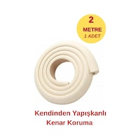 2 Metre 1 Adet Fildişi-krem Yumuşak Kauçuk Koruma Bebek Odası Mobilya Kenar Köşe Koruma Darbe Emici